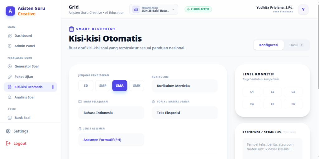 Asisten Guru Creative - AI Generate Soal